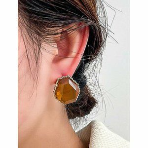 18K Amber Crystal Stud Earrings